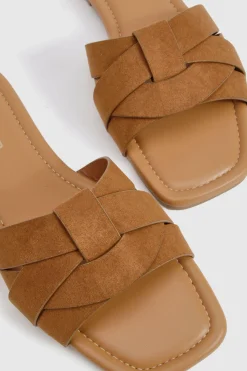 boohoo Sandales Mules Basique en Faux Suède Tissé à Coupe Large<Femme Sandales|Basiques