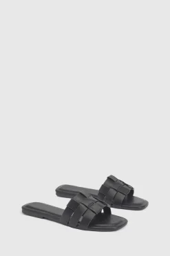boohoo Sandales Mules À Bout Carré Tressé< Sandales