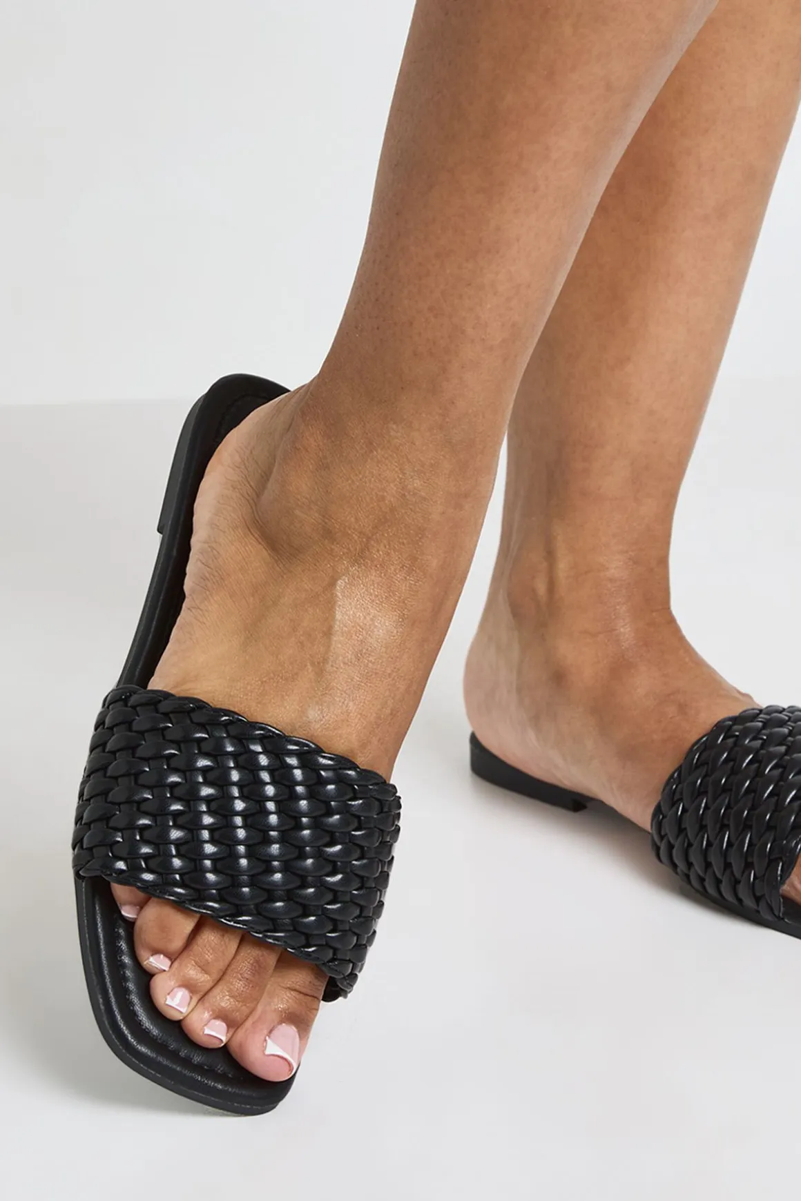 Sandales Mules À Bride Tressée Rembourrée
