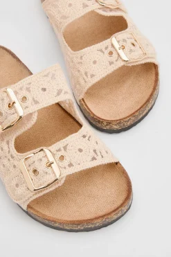 Sandales Mules À Double Boucle Avec Détail Crochet Et Semelle Anatomique