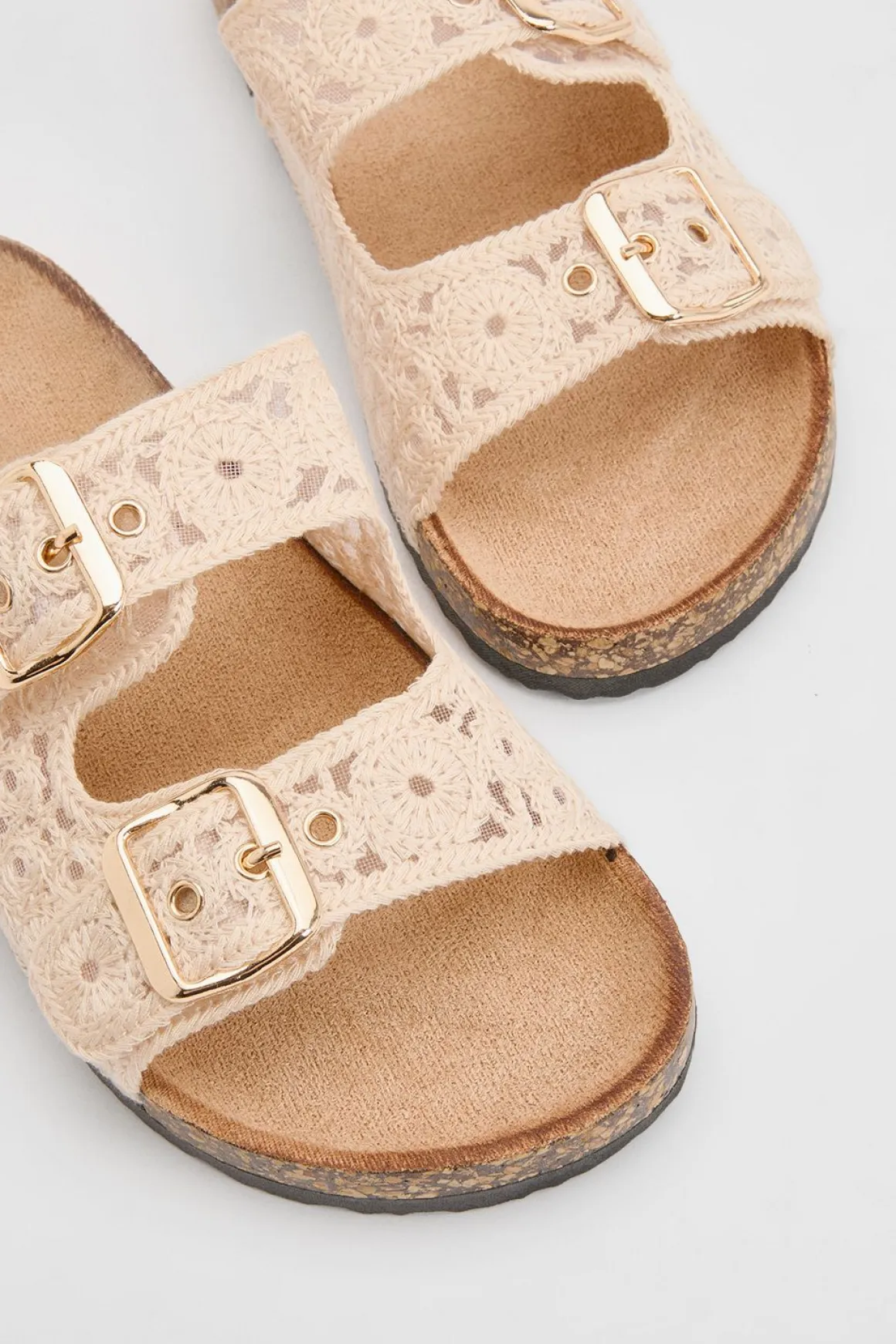 Sandales Mules À Double Boucle Avec Détail Crochet Et Semelle Anatomique