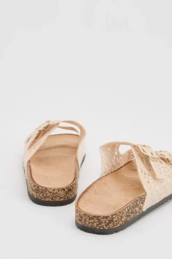 Sandales Mules À Double Boucle Avec Détail Crochet Et Semelle Anatomique