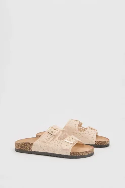 Sandales Mules À Double Boucle Avec Détail Crochet Et Semelle Anatomique