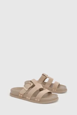 boohoo Sandales Mules À Double Bride En Synthétique Avec Découpes Et Semelle Anatomique< Sandales
