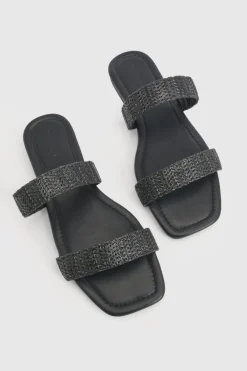 boohoo Sandales Mules À Double Bride Effet Crochet< Sandales