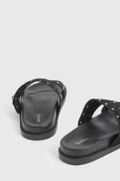 boohoo Sandales Mules À Double Bride En Synthétique Cloutée< Sandales