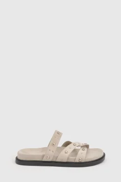 Sandales Mules À Semelle Anatomique En Synthétique Avec Détails Cloutés Coupe Large