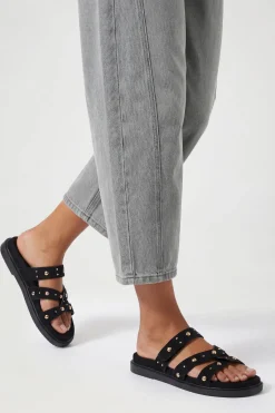 boohoo Sandales Mules À Semelle Anatomique En Synthétique Avec Détails Cloutés Coupe Large< Sandales