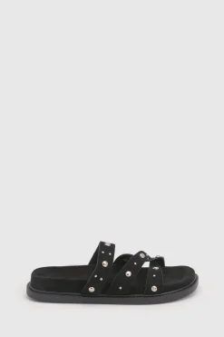 boohoo Sandales Mules À Semelle Anatomique En Synthétique Avec Détails Cloutés Coupe Large< Sandales