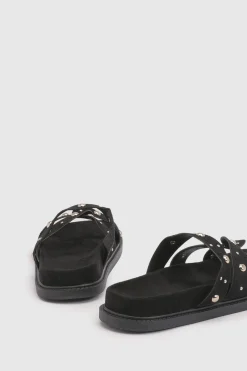 boohoo Sandales Mules À Semelle Anatomique En Synthétique Avec Détails Cloutés Coupe Large< Sandales