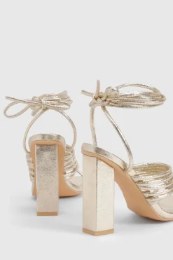 Sandales à multiples brides à talon bloc avec laçage