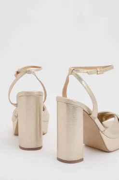 Sandales À Plateforme Amelia En Textile Métallisé Avec Détail Torsadé À L'avant Et Talon Bloc Haut