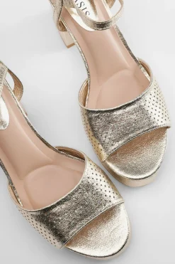 Oasis Sandales À Plateforme Carolynne En Synthétiquecuir Métallisé À Talon Bloc Et Bout Ouvert< Chaussures À Talons|Sandales