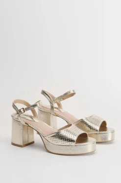 Oasis Sandales À Plateforme Carolynne En Synthétiquecuir Métallisé À Talon Bloc Et Bout Ouvert< Chaussures À Talons|Sandales