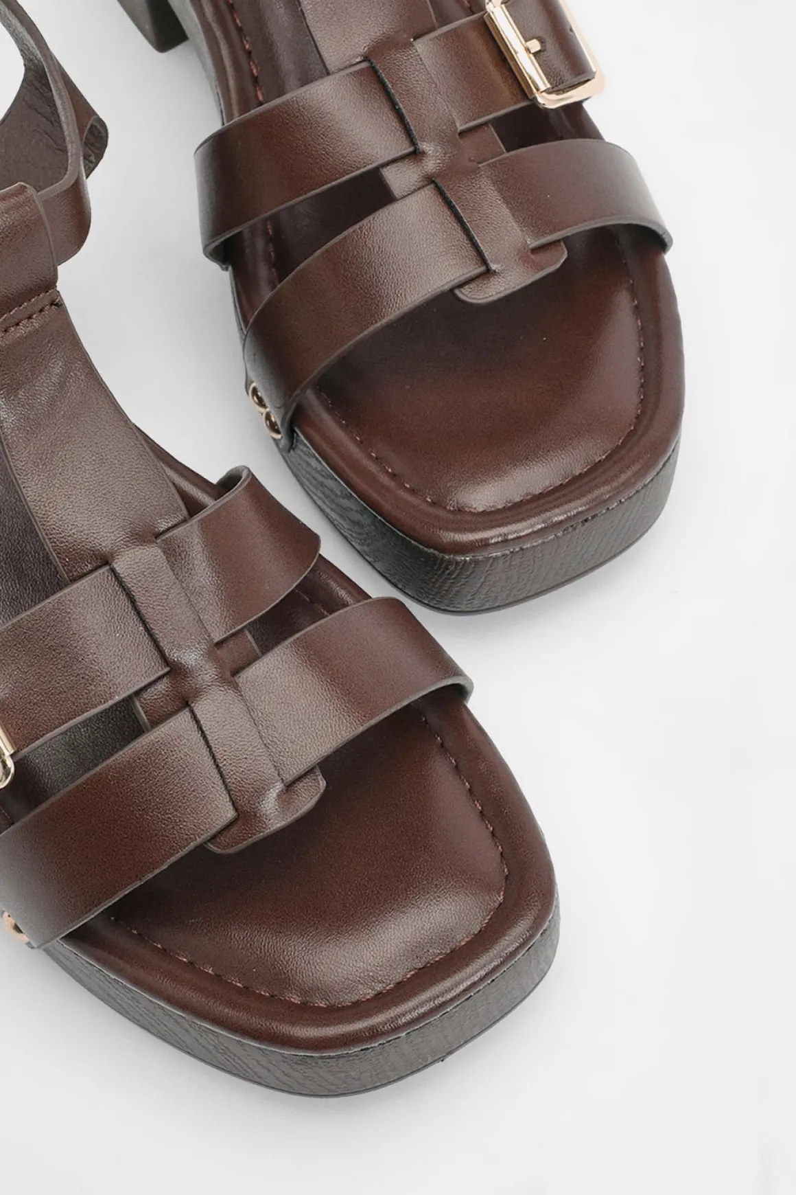 Sandales À Plateforme Et Talon Bloc Effet Bois Jasmin En Synthétiquecuir