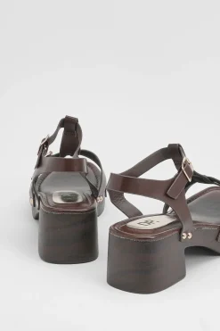 Sandales À Plateforme Et Talon Bloc Effet Bois Jasmin En Synthétiquecuir