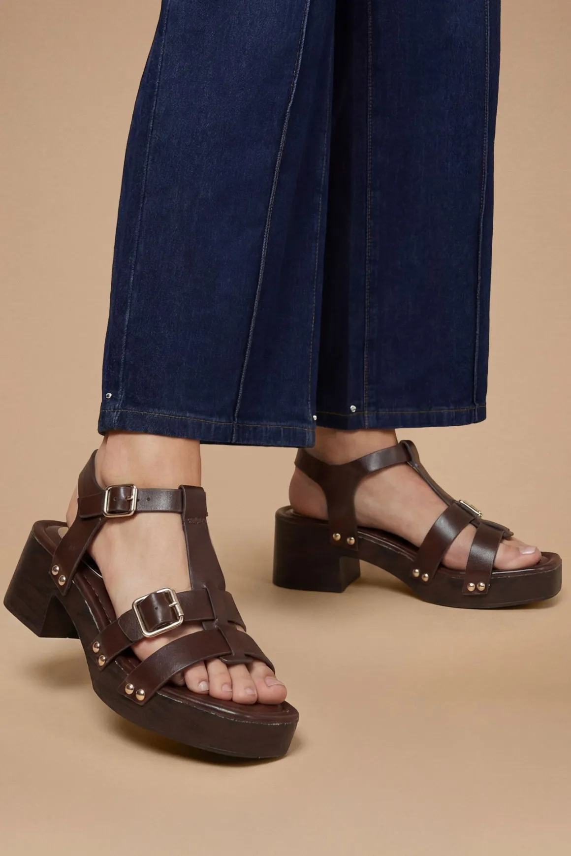 Sandales À Plateforme Et Talon Bloc Effet Bois Jasmin En Synthétiquecuir