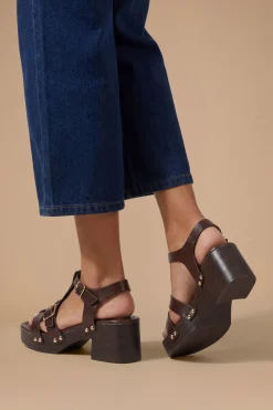 Sandales À Plateforme Et Talon Bloc Effet Bois Jasmin En Synthétiquecuir