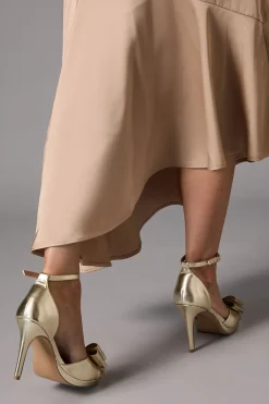 Coast Sandales à plateforme et talon haut Tala en cuir métallisé synthétique avec nœud structuré< Chaussures Festives|Chaussures À Talons