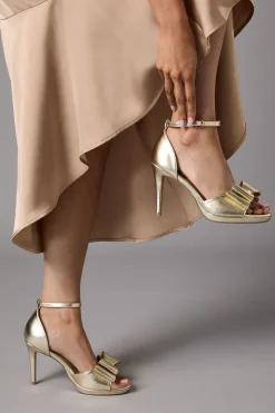 Coast Sandales à plateforme et talon haut Tala en cuir métallisé synthétique avec nœud structuré< Chaussures Festives|Chaussures À Talons
