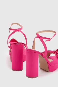 Sandales À Plateforme Et Talon Bloc Lillie Avec Détail De Volant En Satin