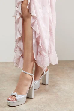 Oasis Sandales à Plateforme Melody en Textile Métallisé avec Détail Noué et Talon Bloc< Chaussures Festives|Chaussures À Talons