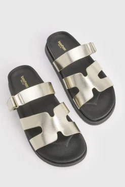 boohoo Sandales Plateformes À Lanières Ajourées Coupe Large< Sandales|Chaussures Dorées