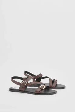 Sandales Plates Asymétriques Sheska En Synthétiquecuir Avec Détail Boucle