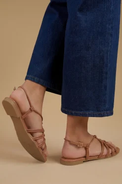 Sandales Plates À Bout Ouvert Avec Brides En Synthétiquecuir Clara