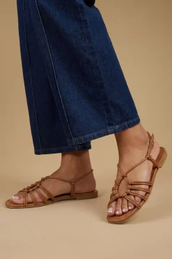 Sandales Plates À Bout Ouvert Avec Brides En Synthétiquecuir Clara