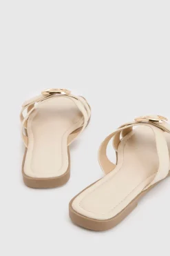 Sandales Plates À Brides Avec Détails Dorés
