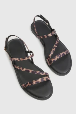 Sandales Plates À Brides Imprimé Léopard Coupe Large