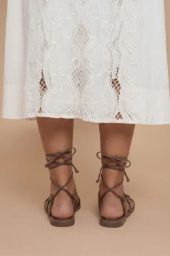 Sandales Plates Carla En Synthétiquecuir À Clous Avec Lacets Montants