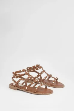 Dorothy Perkins Sandales Plates De Gladiateur En Synthétiquecuir Clouté Micheala< Sandales