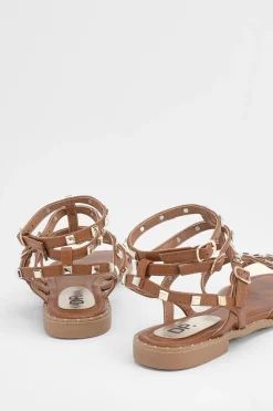 Dorothy Perkins Sandales Plates De Gladiateur En Synthétiquecuir Clouté Micheala< Sandales