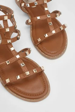 Dorothy Perkins Sandales Plates De Gladiateur En Synthétiquecuir Clouté Micheala< Sandales