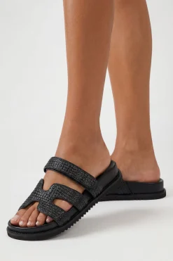 boohoo Sandales Plates En Raphia Avec Détails Ajourés< Sandales