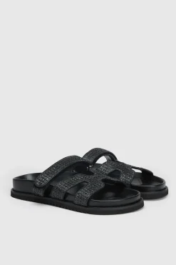 boohoo Sandales Plates En Raphia Avec Détails Ajourés< Sandales