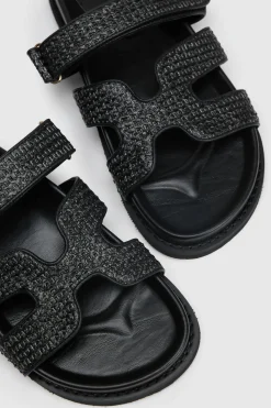 boohoo Sandales Plates En Raphia Avec Détails Ajourés< Sandales