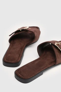 boohoo Sandales Plates En Synthétique Avec Boucle Surdimensionnée< Looks Chocolat|Sandales