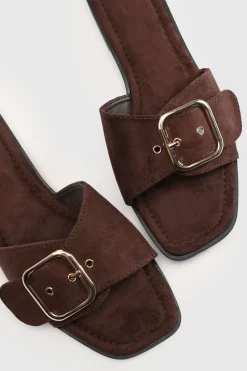 boohoo Sandales Plates En Synthétique Avec Boucle Surdimensionnée< Looks Chocolat|Sandales