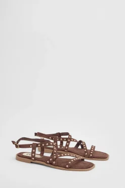 Sandales Plates Gladiateur En Synthétique Avec Clous Ellis