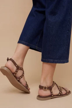 Sandales Plates Gladiateur En Synthétique Avec Clous Ellis