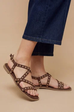 Sandales Plates Gladiateur En Synthétique Avec Clous Ellis