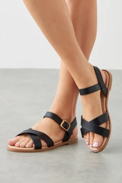 Dorothy Perkins Sandales Plates à Lanières Croisées Florence en synthétique< Sandales|Chaussures Dorées