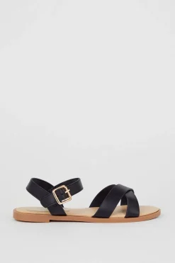 Dorothy Perkins Sandales Plates à Lanières Croisées Florence en synthétique< Sandales|Chaussures Dorées