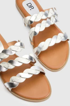 Sandales Plates Mel À Brides Tressées En Synthétiquecuir Métallisé