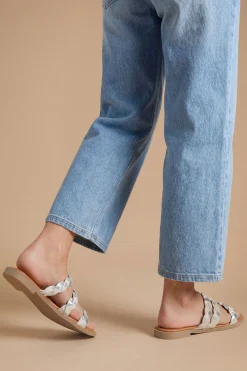 Sandales Plates Mel À Brides Tressées En Synthétiquecuir Métallisé