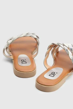 Sandales Plates Mel À Brides Tressées En Synthétiquecuir Métallisé
