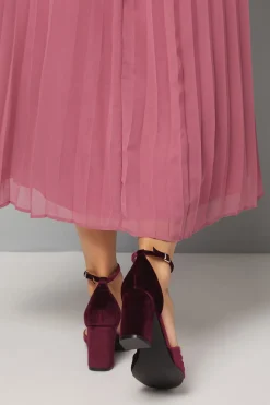Sandales à Talon Bloc Haut Carmen en Velours avec Nœud Frontal - Coupe Large